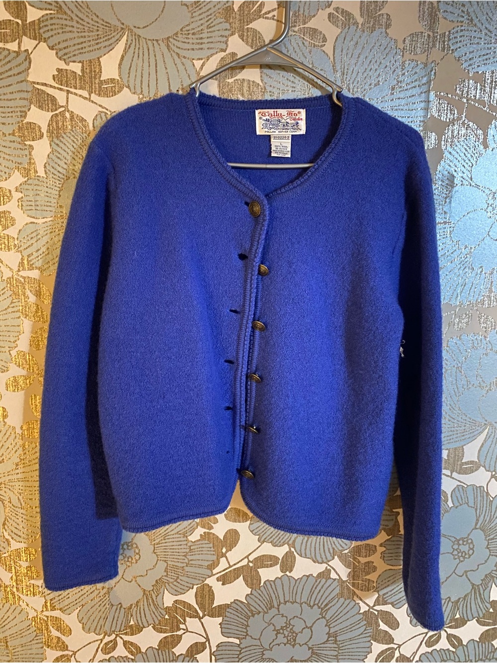 Violet-blue Wool Button-Front Women's Sweater Cardigan - Tally Tho